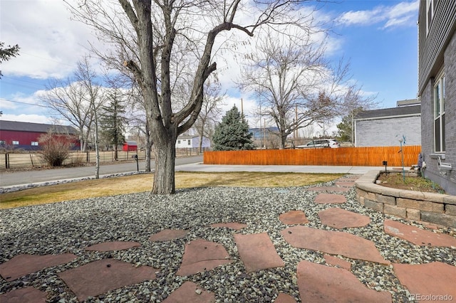 view of yard featuring fence