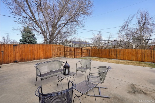 view of patio featuring a fenced backyard