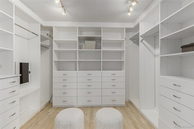 walk in closet featuring light wood-style floors