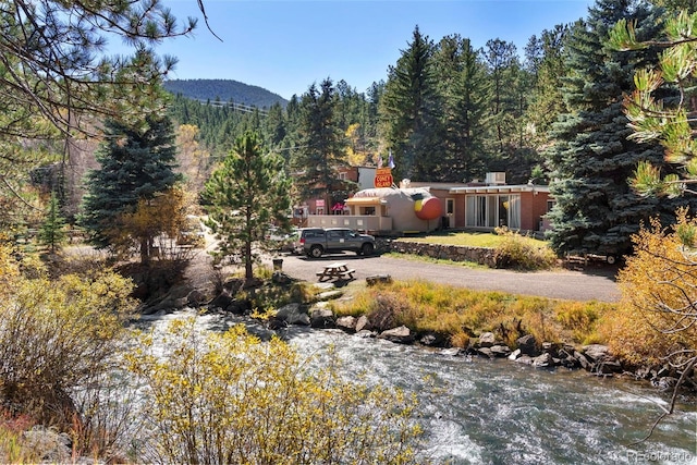 view of yard featuring a mountain view