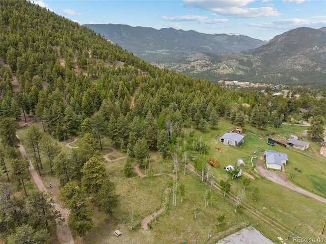 aerial view featuring a mountain view