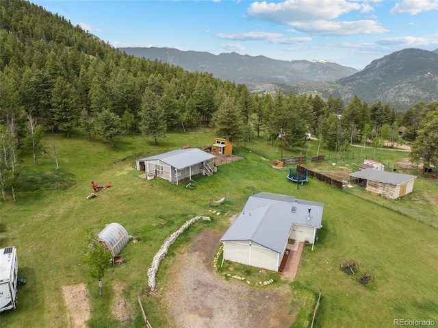 bird's eye view with a mountain view