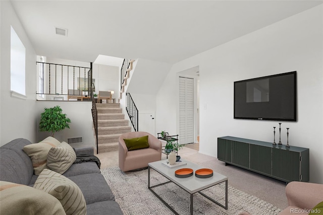 16322 E Idaho Pl, Aurora, CO 80017 - living room with stairway and carpet