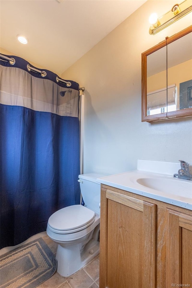 132 Windwalker Rd, Buena Vista, CO 81211 - full bath with vanity, tile patterned flooring, a shower with curtain, and toilet