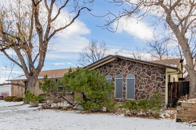 view of snow covered exterior