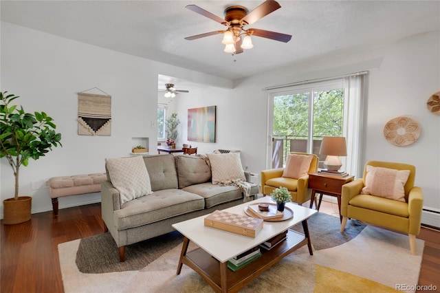 1201 Race St Unit 10, Denver, CO 80206 - living area with plenty of natural light, wood finished floors, and ceiling fan