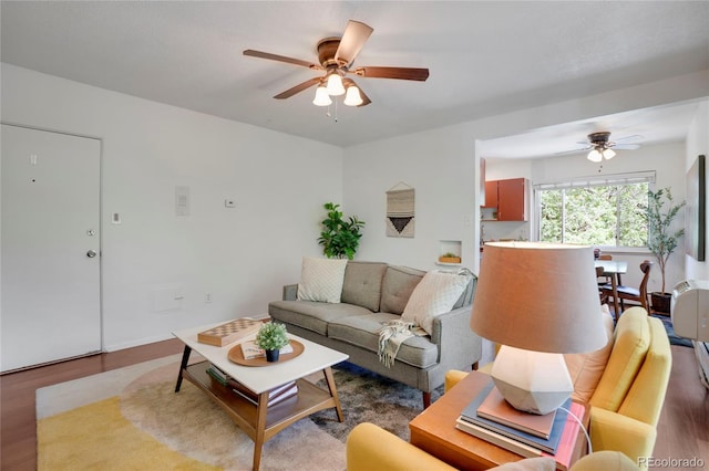 1201 Race St Unit 10, Denver, CO 80206 - living area with ceiling fan and wood finished floors