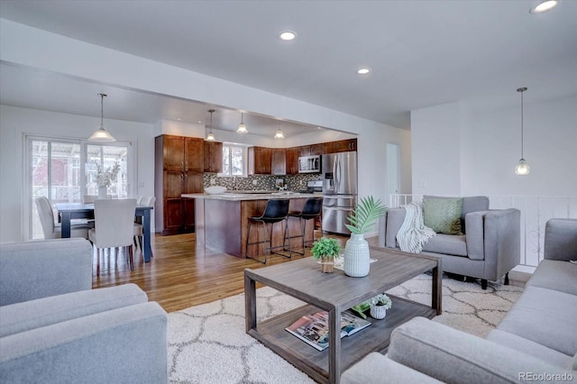 living room featuring light hardwood / wood-style flooring