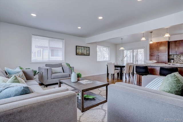 living room featuring light hardwood / wood-style floors