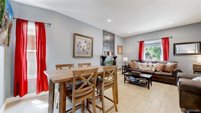 dining area featuring light hardwood / wood-style floors