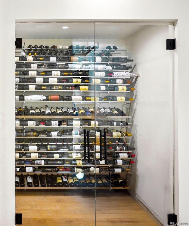wine area featuring wood finished floors
