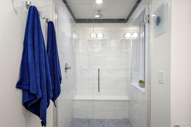 bathroom with a shower stall