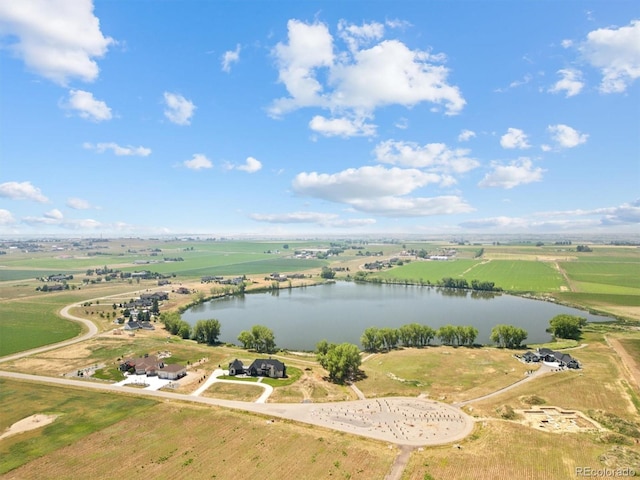 bird's eye view with a rural view and a water view