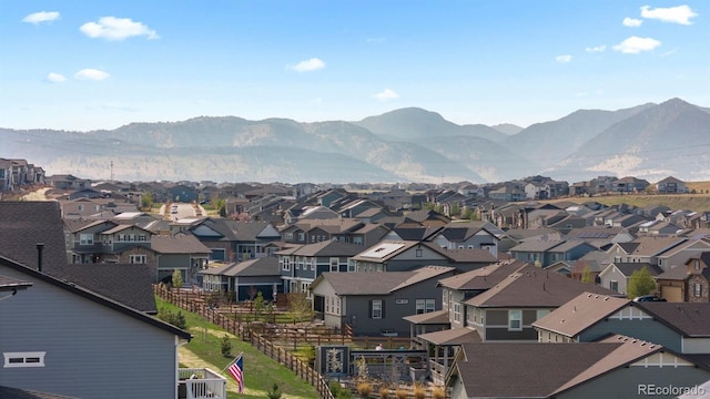 property view of mountains with a residential view