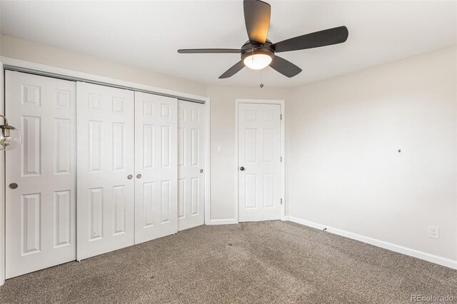 6614 Everett St, Arvada, CO 80004 - unfurnished bedroom with carpet flooring, a closet, and ceiling fan