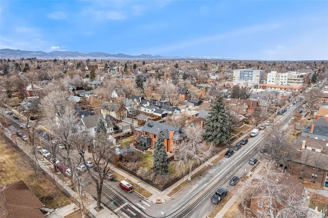 birds eye view of property with a residential view and a mountain view