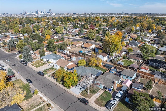 aerial view with a residential view