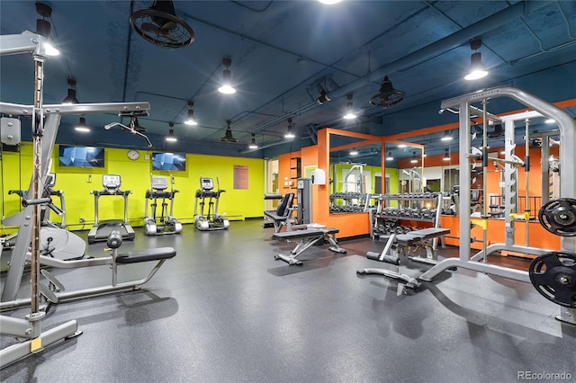 gym with track lighting