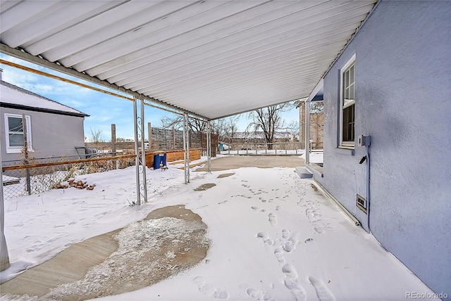 view of yard covered in snow