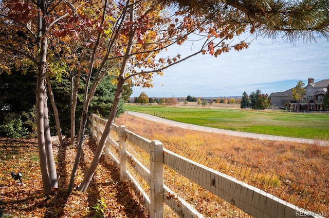 view of road with a rural view