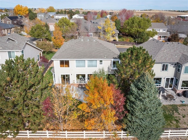 bird's eye view with a residential view
