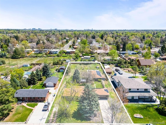 aerial view of residential area with property parcel outlined