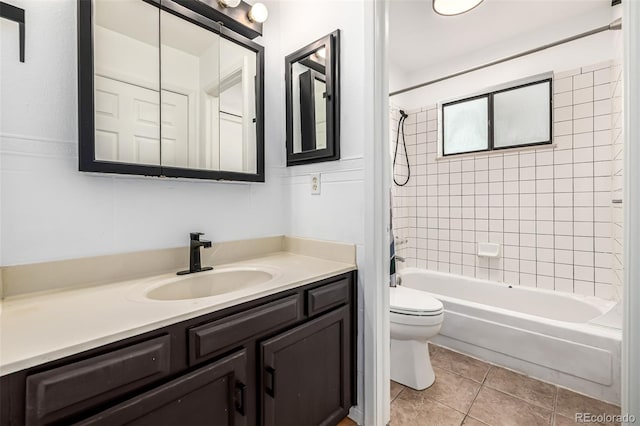 9832 High St, Thornton, CO 80229 - full bath featuring vanity, toilet, shower / bath combination, and tile patterned flooring