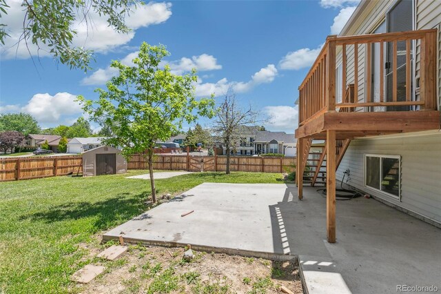 5886 S Nepal Way, Centennial, CO 80015 - view of yard with stairway, a patio, a residential view, and a deck