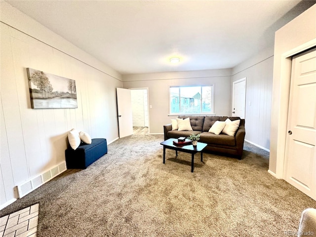 living room with carpet floors