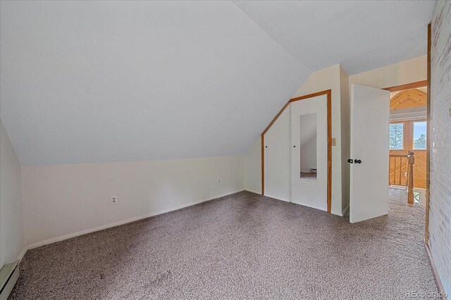 80 Castlewood Ct, Evergreen, CO 80439 - bonus room featuring vaulted ceiling, baseboards, and a baseboard heating unit