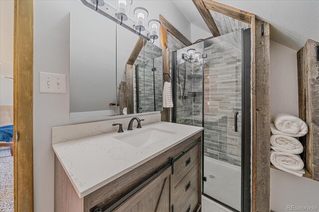 80 Castlewood Ct, Evergreen, CO 80439 - bathroom with vanity and a stall shower