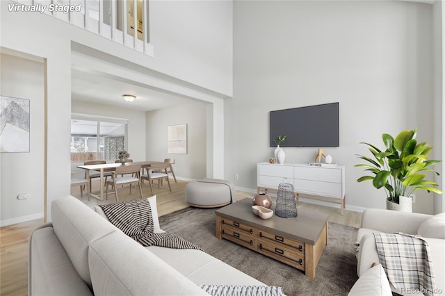 living room with hardwood / wood-style floors