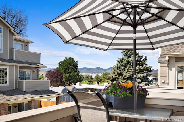 balcony with a mountain view