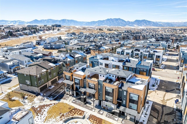 birds eye view of property featuring a residential view and a mountain view