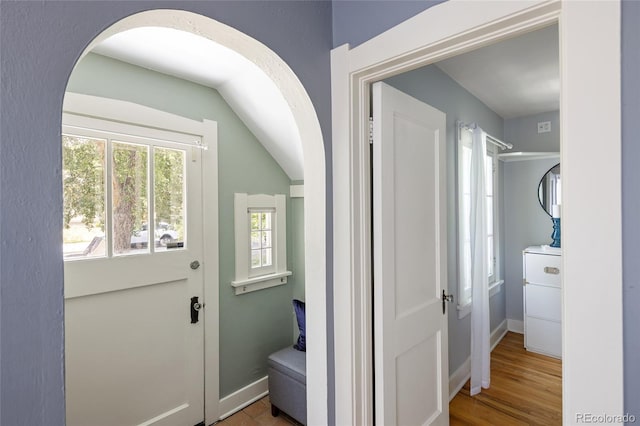 1838 S Williams St, Denver, CO 80210 - corridor featuring baseboards and lofted ceiling