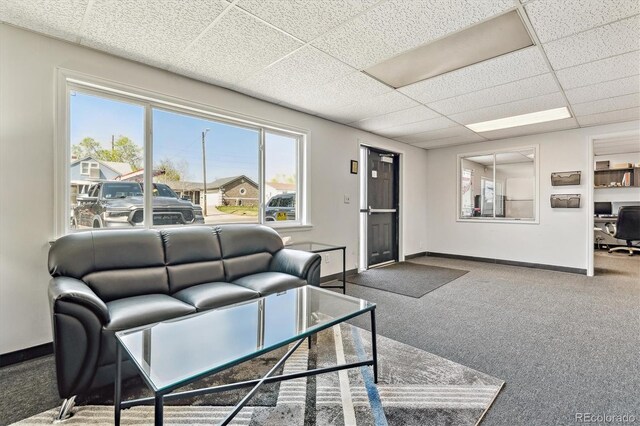 1050 S Quitman St, Denver, CO 80219 - carpeted living area with plenty of natural light, a paneled ceiling, and baseboards