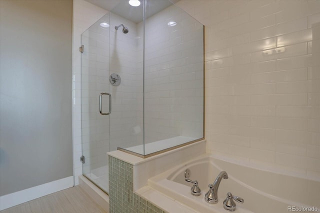 bathroom with plus walk in shower