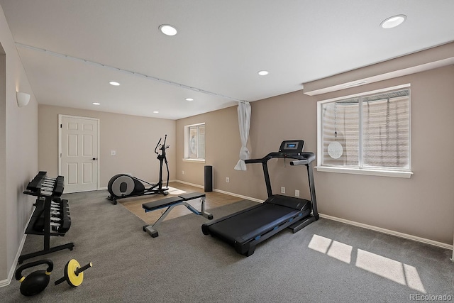 5932 S Versailles St, Aurora, CO 80015 - workout room with recessed lighting and baseboards