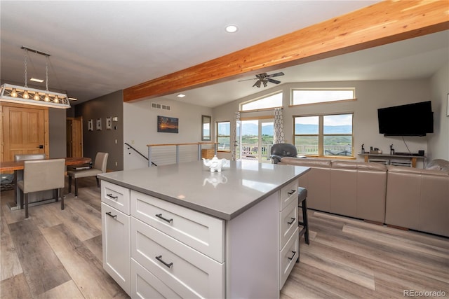 1624 Gcr 5221, Tabernash, CO 80478 - kitchen featuring open floor plan, light wood-style flooring, recessed lighting, and white cabinetry
