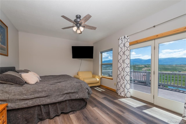 1624 Gcr 5221, Tabernash, CO 80478 - bedroom featuring wood finished floors, access to outside, and a ceiling fan