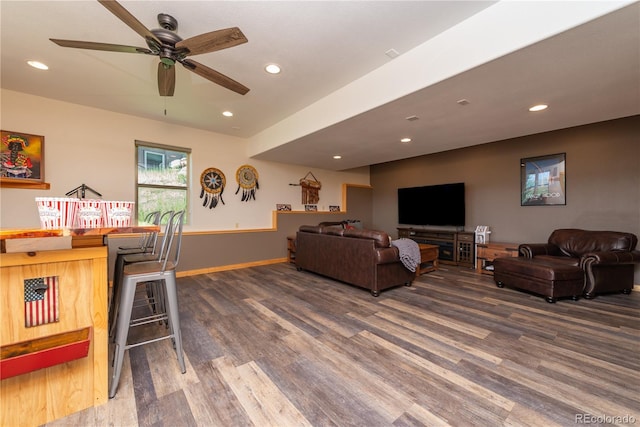 1624 Gcr 5221, Tabernash, CO 80478 - living room featuring wood finished floors, recessed lighting, and ceiling fan