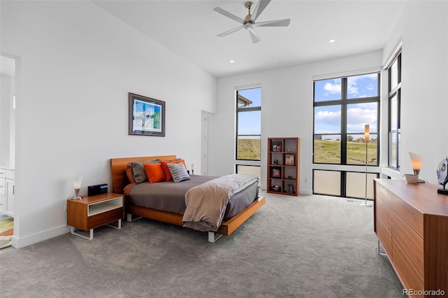 8765 Canyon Wind St, Parker, CO 80138 - bedroom featuring light colored carpet, recessed lighting, and ceiling fan