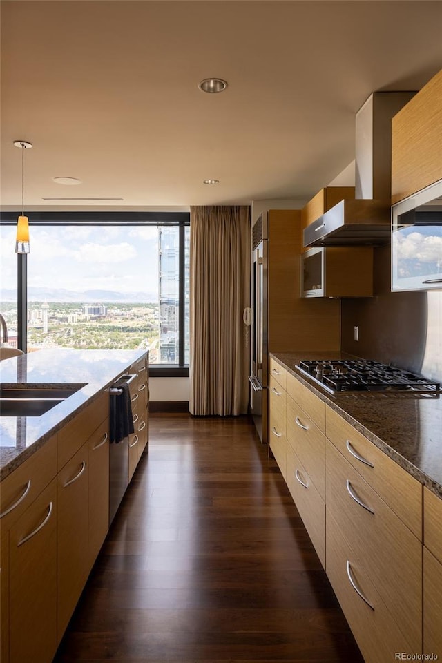 1133 14th St Unit 2000, Denver, CO 80202 - kitchen featuring appliances with stainless steel finishes, modern cabinets, a sink, and dark wood-style floors