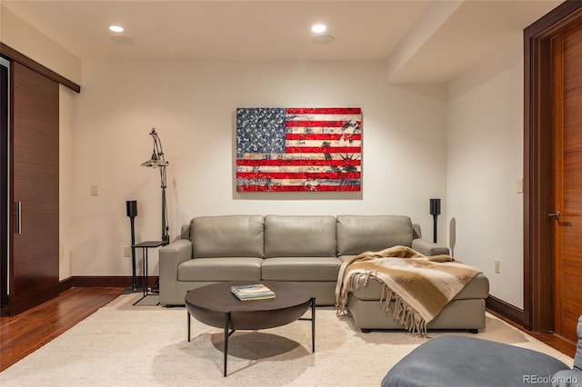 1133 14th St Unit 2000, Denver, CO 80202 - living area with wood finished floors, baseboards, and recessed lighting
