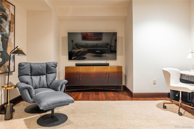 1133 14th St Unit 2000, Denver, CO 80202 - sitting room featuring dark wood-type flooring, baseboards, and a desk