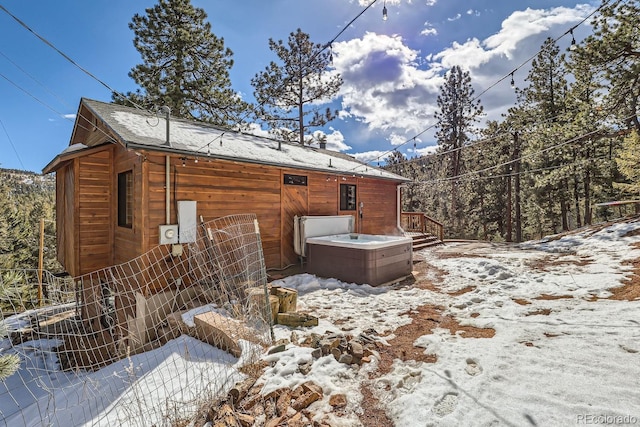 view of snow covered exterior