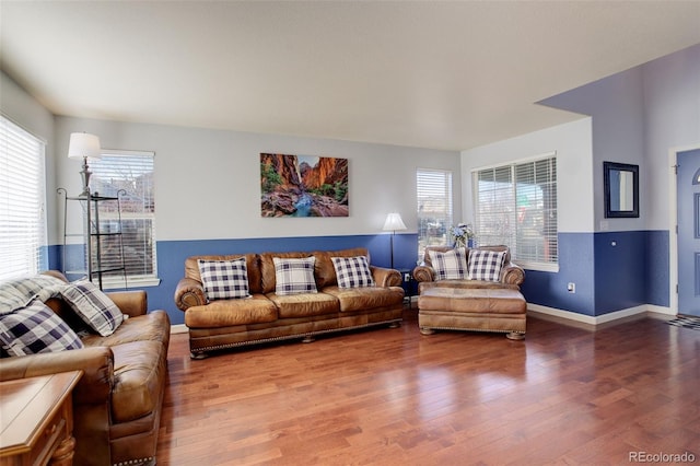 living room with hardwood / wood-style floors