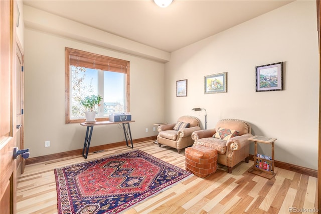 sitting room featuring light hardwood / wood-style floors