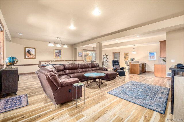 living room featuring light hardwood / wood-style floors