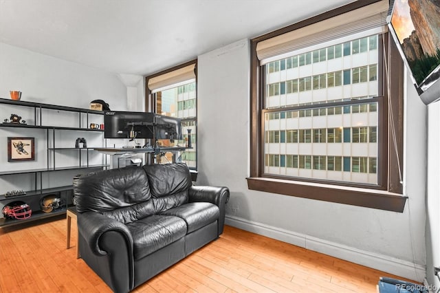 444 17th St Unit 603, Denver, CO 80202 - living room featuring wood-type flooring and baseboards